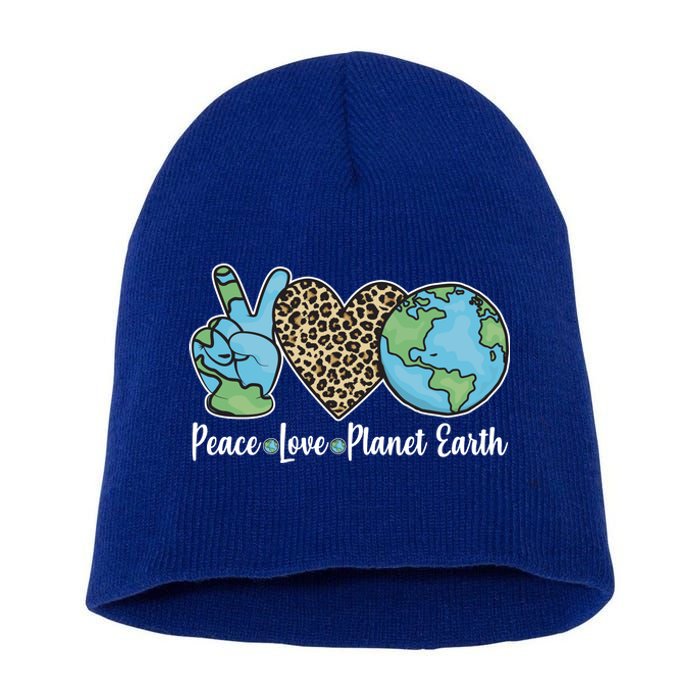 Peace Love Planet Earth Celebrate Earth Day Short Acrylic Beanie