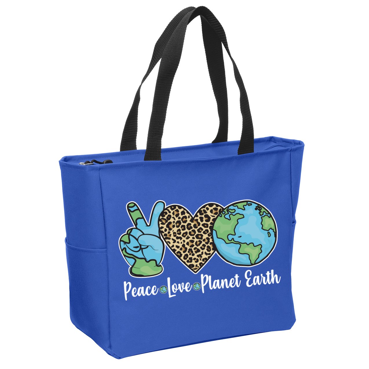 Peace Love Planet Earth Celebrate Earth Day Zip Tote Bag