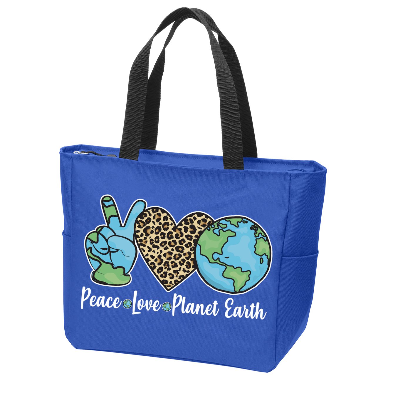 Peace Love Planet Earth Celebrate Earth Day Zip Tote Bag