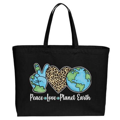 Peace Love Planet Earth Celebrate Earth Day Cotton Canvas Jumbo Tote