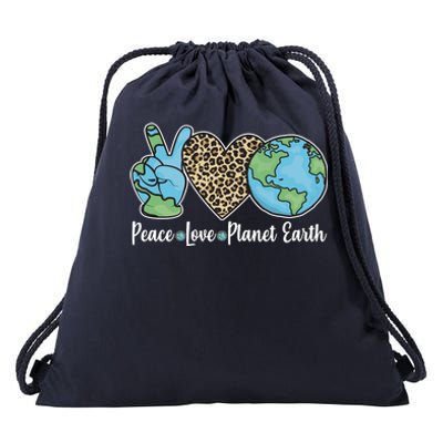 Peace Love Planet Earth Celebrate Earth Day Drawstring Bag