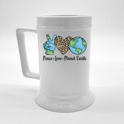 Peace Love Planet Earth Celebrate Earth Day Beer Stein