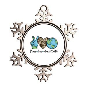 Peace Love Planet Earth Celebrate Earth Day Metallic Star Ornament