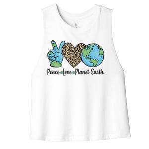 Peace Love Planet Earth Celebrate Earth Day Women's Racerback Cropped Tank