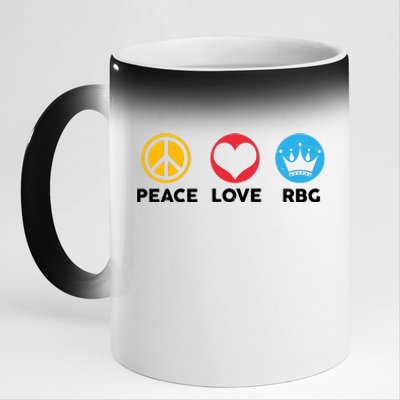 Peace Love RBG Ruth Bader Ginsburg Tribute 11oz Black Color Changing Mug