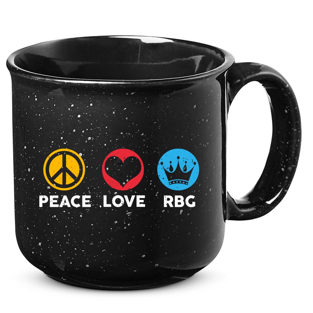 Peace Love RBG Ruth Bader Ginsburg Tribute 15oz Campfire Ceramic Mug