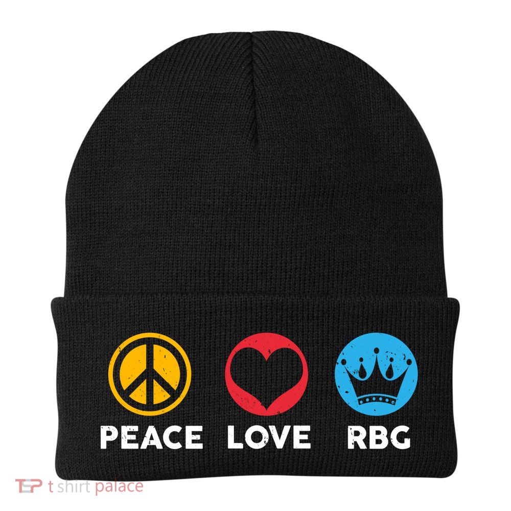 Peace Love RBG Ruth Bader Ginsburg Tribute Knit Cap Winter Beanie