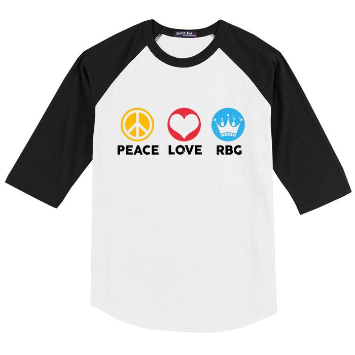 Peace Love RBG Ruth Bader Ginsburg Tribute Baseball Sleeve Shirt