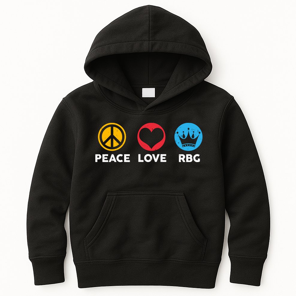 Peace Love RBG Ruth Bader Ginsburg Tribute Kids Hoodie