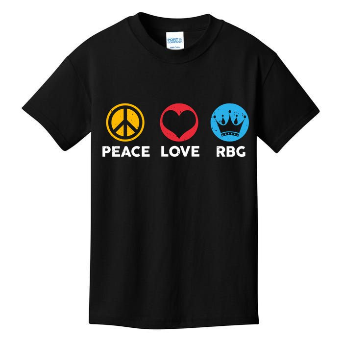 Peace Love RBG Ruth Bader Ginsburg Tribute Kids T-Shirt