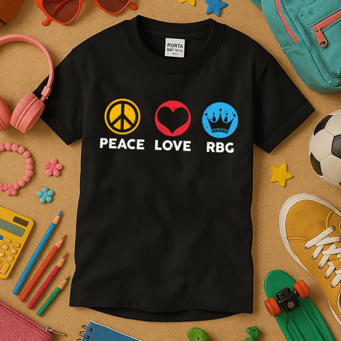 Peace Love RBG Ruth Bader Ginsburg Tribute Kids T-Shirt