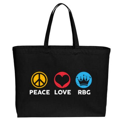 Peace Love RBG Ruth Bader Ginsburg Tribute Cotton Canvas Jumbo Tote