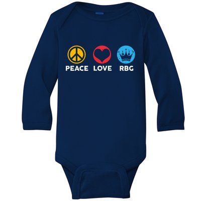 Peace Love RBG Ruth Bader Ginsburg Tribute Baby Long Sleeve Bodysuit