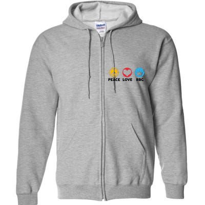 Peace Love RBG Ruth Bader Ginsburg Tribute Full Zip Hoodie