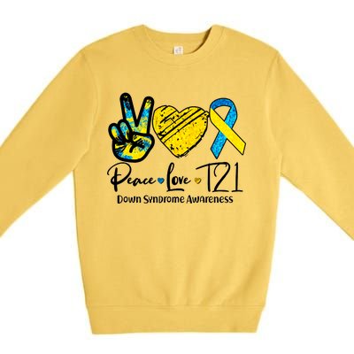 Peace Love T21 Down Syndrome Awareness Premium Crewneck Sweatshirt