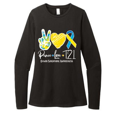 Peace Love T21 Down Syndrome Awareness Womens CVC Long Sleeve Shirt