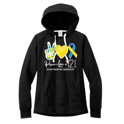 Peace Love T21 Down Syndrome Awareness Women's Fleece Hoodie