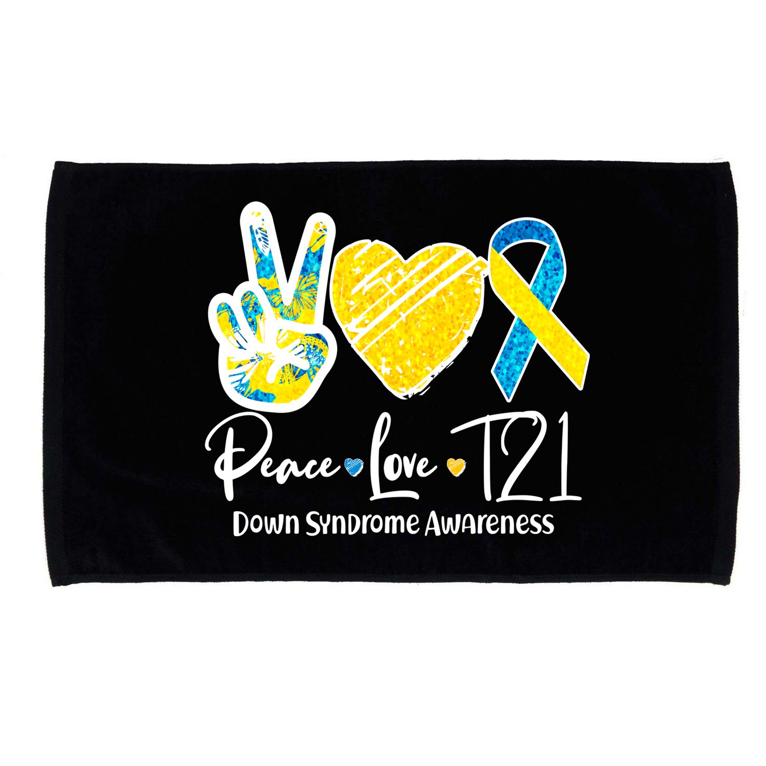 Peace Love T21 Down Syndrome Awareness Microfiber Hand Towel