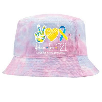 Peace Love T21 Down Syndrome Awareness Tie-Dyed Bucket Hat