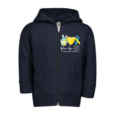 Peace Love T21 Down Syndrome Awareness Toddler Zip Fleece Hoodie