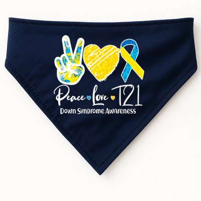 Peace Love T21 Down Syndrome Awareness USA-Made Doggie Bandana