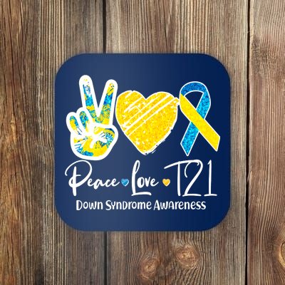 Peace Love T21 Down Syndrome Awareness Coaster