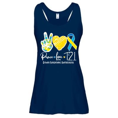 Peace Love T21 Down Syndrome Awareness Ladies Essential Flowy Tank