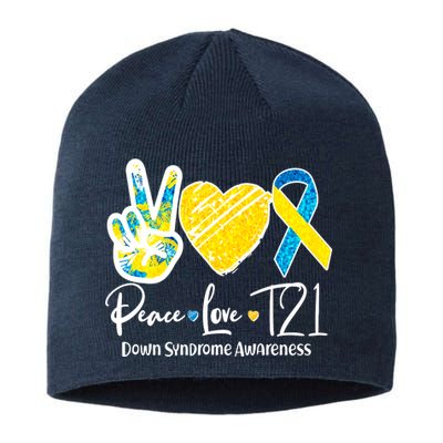 Peace Love T21 Down Syndrome Awareness Sustainable Beanie