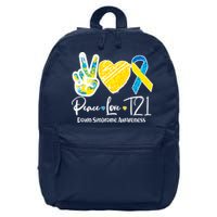 Peace Love T21 Down Syndrome Awareness 16 in Basic Backpack