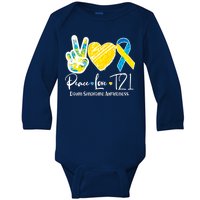 Peace Love T21 Down Syndrome Awareness Baby Long Sleeve Bodysuit