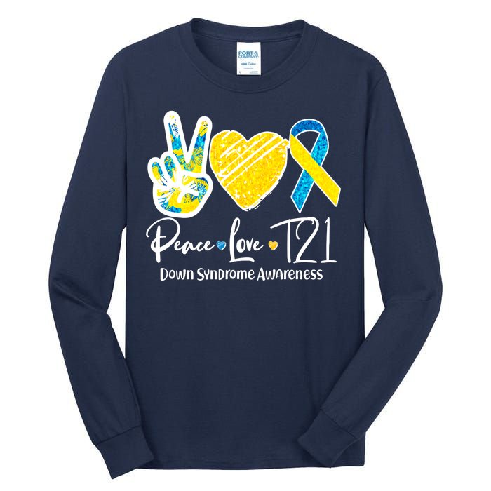 Peace Love T21 Down Syndrome Awareness Tall Long Sleeve T-Shirt