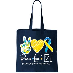 Peace Love T21 Down Syndrome Awareness Tote Bag