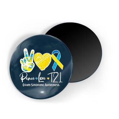 Peace Love T21 Down Syndrome Awareness Magnet