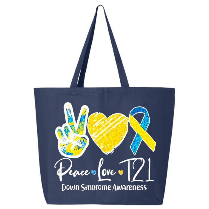 Peace Love T21 Down Syndrome Awareness 25L Jumbo Tote