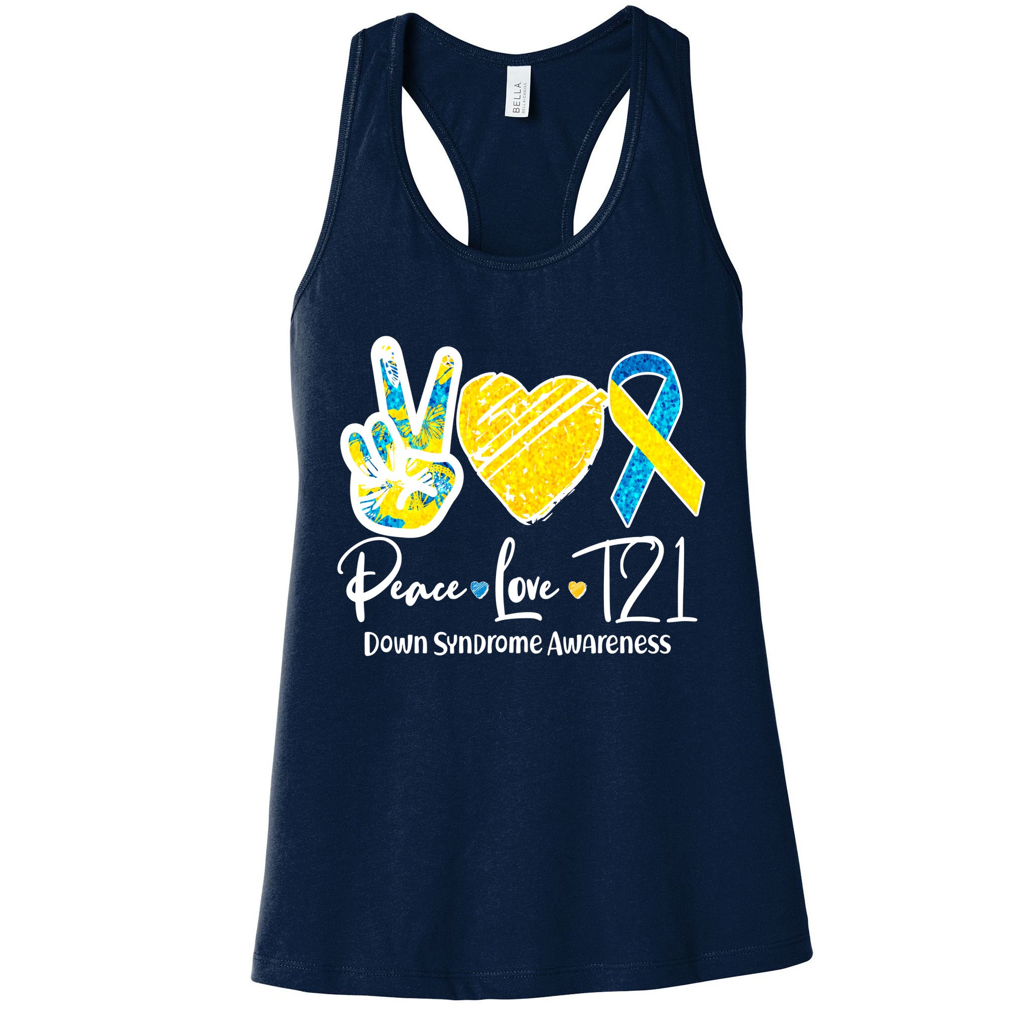 Peace Love T21 Down Syndrome Awareness Womens Tank Top