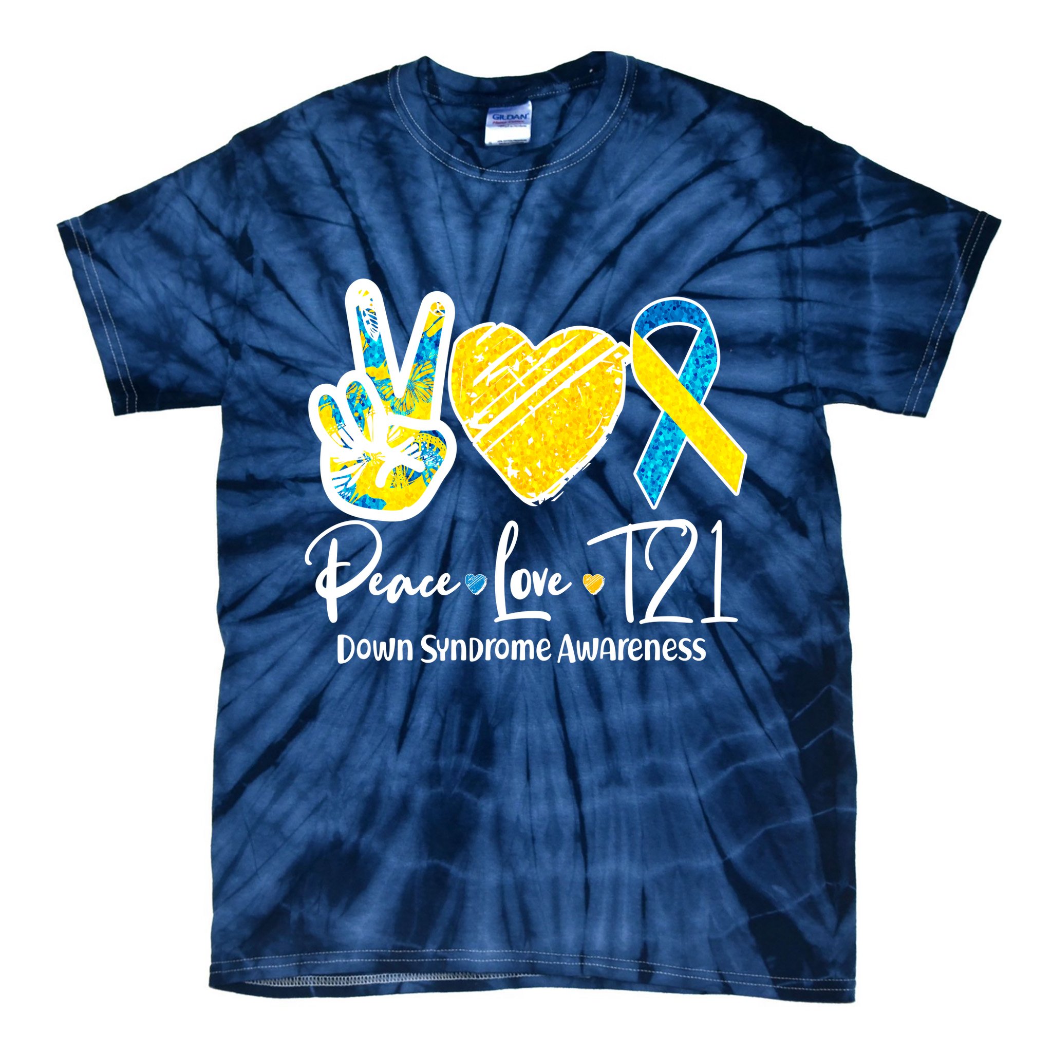 Peace Love T21 Down Syndrome Awareness Tie-Dye T-Shirt