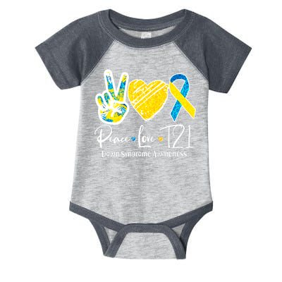 Peace Love T21 Down Syndrome Awareness Infant Baby Jersey Bodysuit