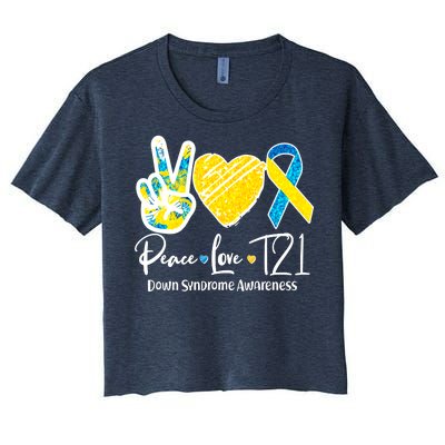 Peace Love T21 Down Syndrome Awareness Women's Crop Top Tee