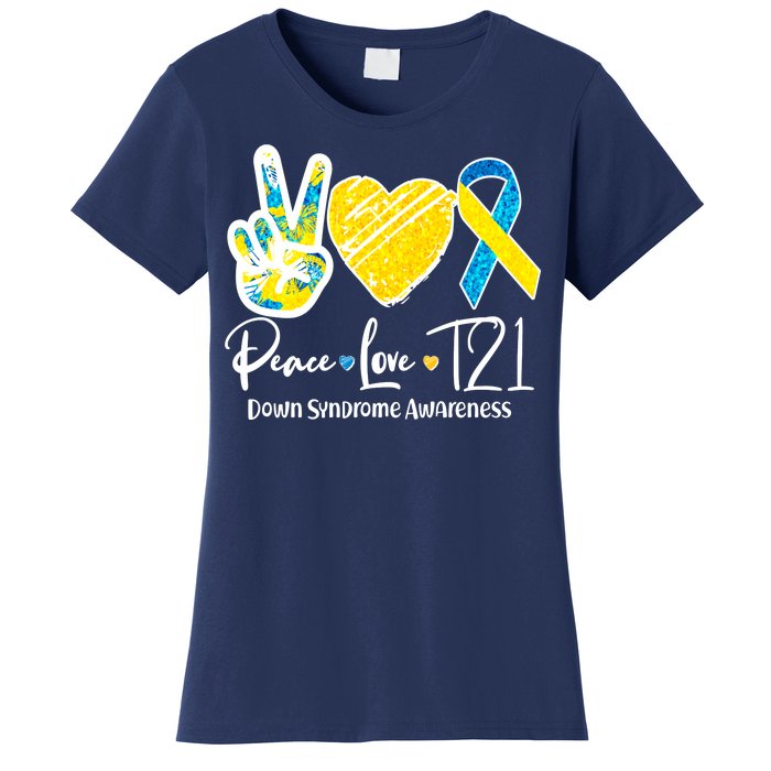 Peace Love T21 Down Syndrome Awareness Women's T-Shirt