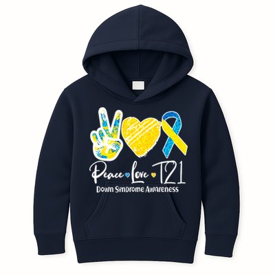 Peace Love T21 Down Syndrome Awareness Kids Hoodie
