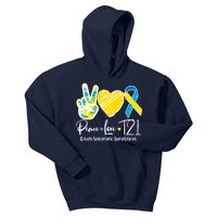 Peace Love T21 Down Syndrome Awareness Kids Hoodie