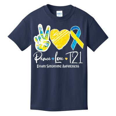 Peace Love T21 Down Syndrome Awareness Kids T-Shirt