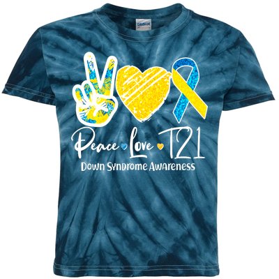 Peace Love T21 Down Syndrome Awareness Kids Tie-Dye T-Shirt