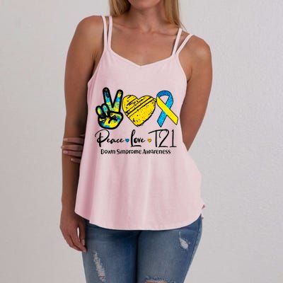 Peace Love T21 Down Syndrome Awareness Women's Strappy Tank