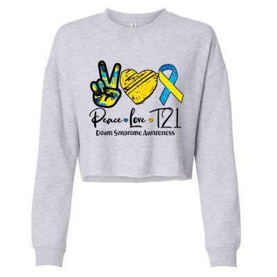 Peace Love T21 Down Syndrome Awareness Cropped Pullover Crew