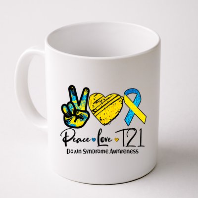 Peace Love T21 Down Syndrome Awareness Coffee Mug