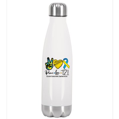 Peace Love T21 Down Syndrome Awareness Stainless Steel Insulated Water Bottle