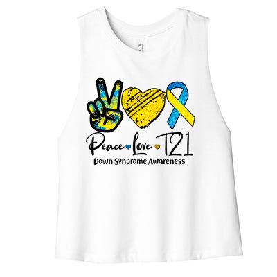 Peace Love T21 Down Syndrome Awareness Women's Racerback Cropped Tank