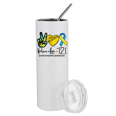 Peace Love T21 Down Syndrome Awareness Stainless Steel Tumbler