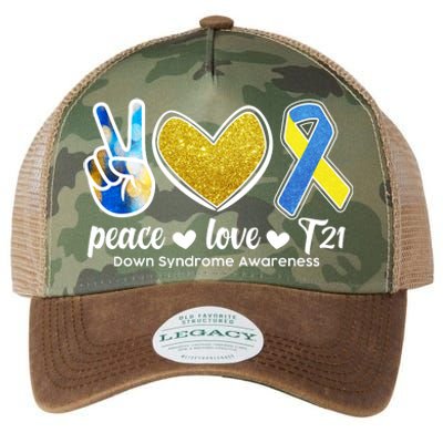 Peace Love T21 Down Syndrome Awareness Ribbon Legacy Tie Dye Trucker Hat